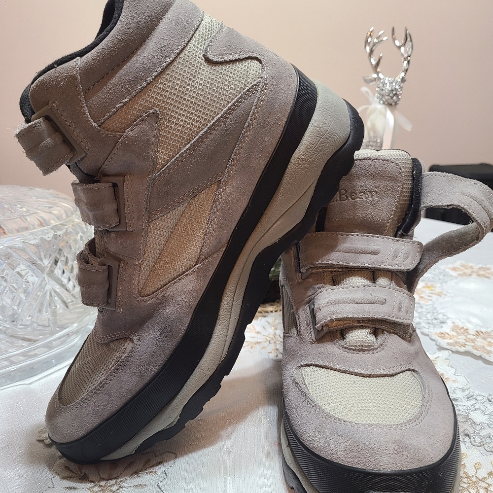 By LL BEAN PBeige and Black Velcro BOOTS